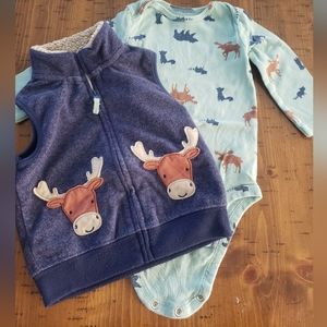Carter's long sleeve onesie and vest 12mo baby boy